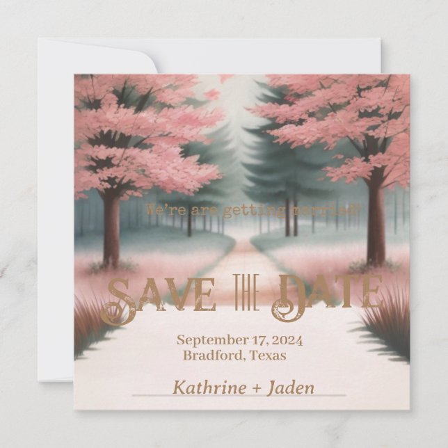 Rustikal rosa und grün Save the Date (Vorderseite)