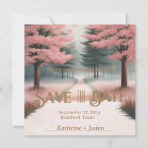 Rustikal rosa und grün Save the Date