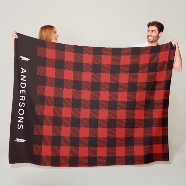 Rustikal, rot und schwarz, Flanell Personalisiert Fleecedecke (Beispiel)