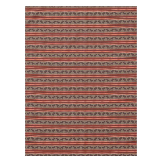 Rustikal rotes Elchmuster Baumwolltableklappen Tischdecke (Vorderseite)