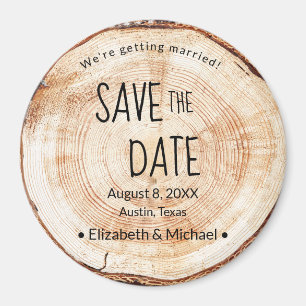 Rustikal Save the Date bedrucktes Holz einzigartig Magnet