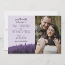 Rustikal Save the Date für eine Hochzeit lila