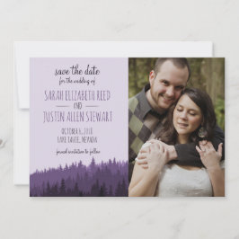 Rustikal Save the Date für eine Hochzeit lila