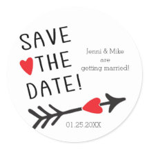 Rustikal SAVE THE DATE Heart Arrow Wedding Sticker