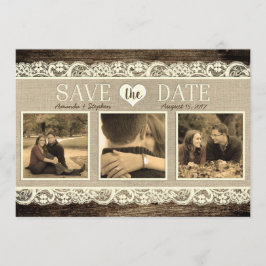 rustikal Save the Date | Stallholz-Spitzen und Bur