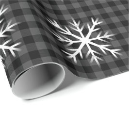 Rustikal, schwarz, grau Tartan kariert - Schneeflo Geschenkpapier