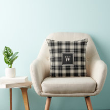 Rustikal schwarz und weiß Kariert mit Monogramm