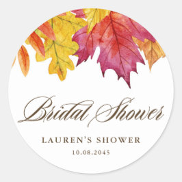 Rustikal sinkende Blätter Herbst Brautparty Runder Aufkleber