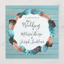 Rustikal türkisfarbene Holzfedern Hochzeitsfeiern