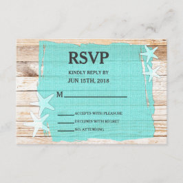 Rustikal-türkisfarbene Starfish Wedding RSVP Card