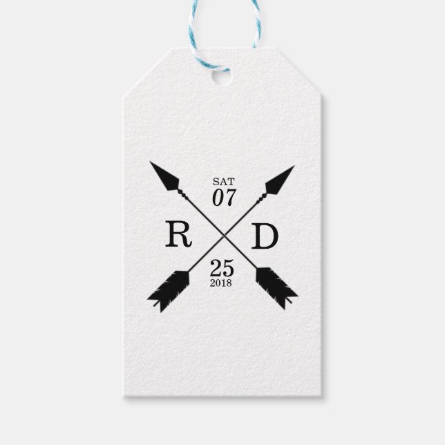 rustikal und Bohemisch | Kreuzbogen | Custom Weddi Geschenkanhänger (Vorderseite)