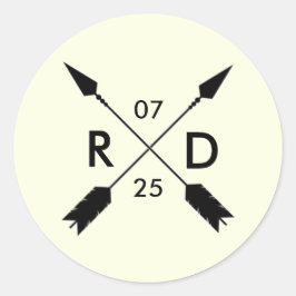 rustikal und Bohemisch | Kreuzbogen | Custom Weddi Runder Aufkleber