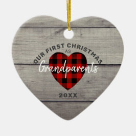Rustikal Unser erstes Weihnachts-Großeltern Herz Keramik Ornament