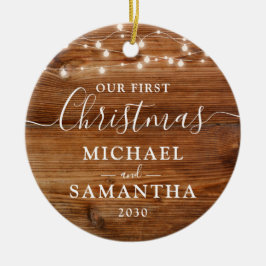 Rustikal Unser erstes Weihnachtspaar Personalisier Keramik Ornament