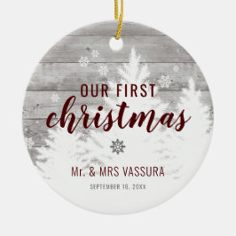 Rustikal Unsere erste Weihnachtsfrau Mr. und Mrs. Keramik Ornament