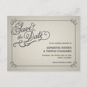 Rustikal verblassen Creme Save the Date Ankündigungspostkarte