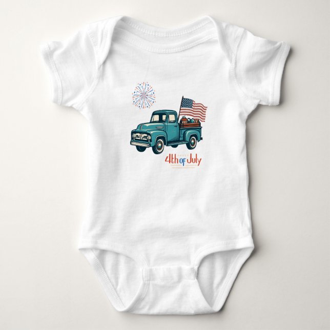 Rustikal/Vintag 4. Juli Baby Strampler (Vorderseite)