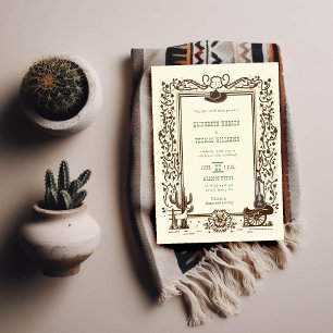 Rustikal Vintag Cowboy Wedding Western Sage Green Einladung