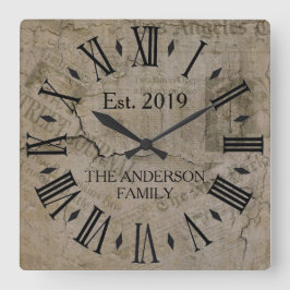 Rustikal Vintag erschüttert New York Times Wall St Quadratische Wanduhr