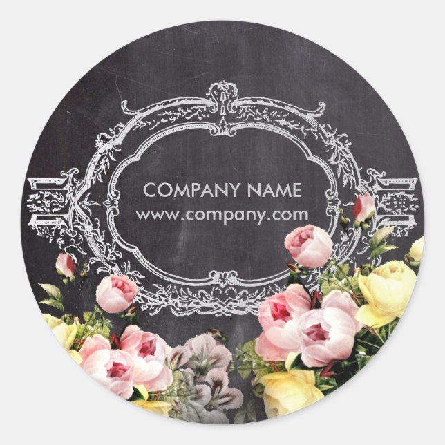 rustikal Vintage Botanische Tafel mit Blumen Runder Aufkleber (Vorderseite)