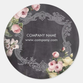 rustikal Vintage Botanische Tafel mit Blumen Runder Aufkleber