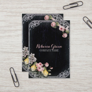 rustikal Vintage Botanische Tafel mit Blumen Visitenkarte