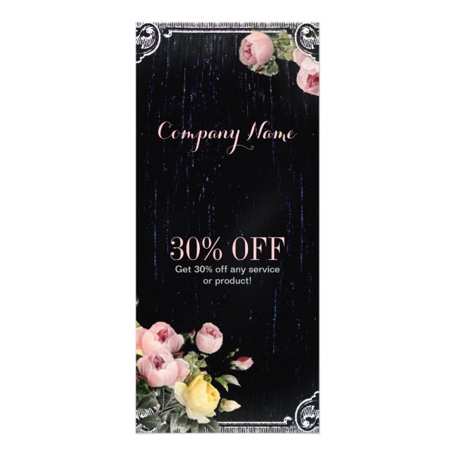 rustikal Vintage Botanische Tafel mit Blumen Werbekarte (Vorne)