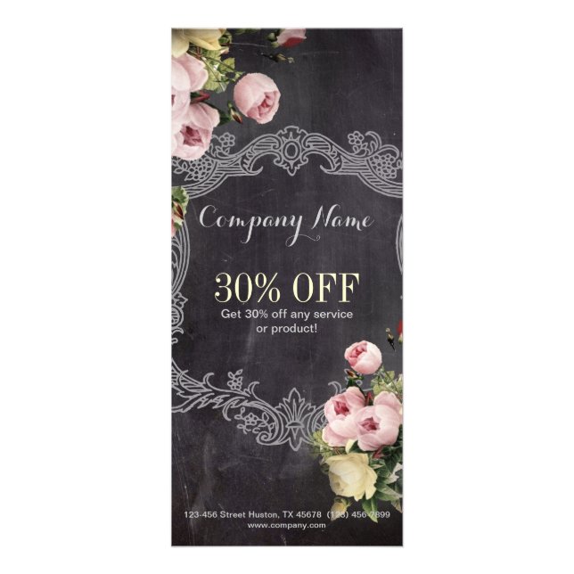 rustikal Vintage Botanische Tafel mit Blumen Werbekarte (Vorne)