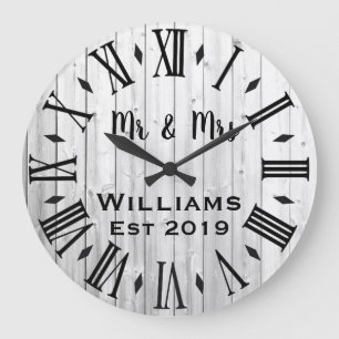Rustikal Vintage Personalisiertes Holz Individuell Große Wanduhr