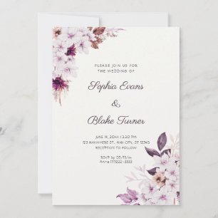 Rustikal-Weiß-Rosa-Blume Boho Off White Wedding Einladung