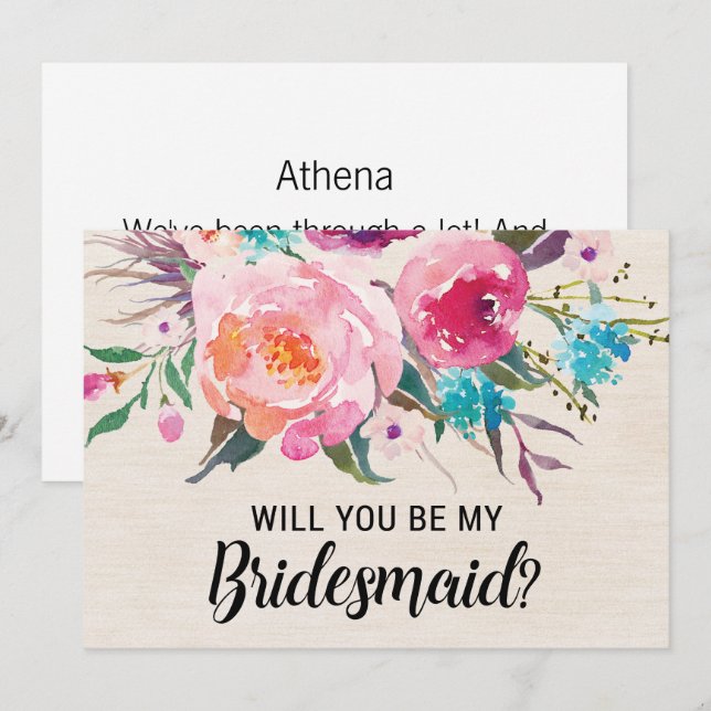 Rustikal werden Sie meine Bridesmaid-Karte sein Einladung (Vorne/Hinten)