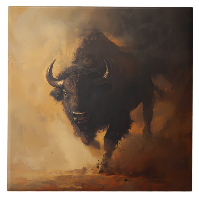 Rustikal, Western Buffalo Accent Tile Fliese (Vorderseite)