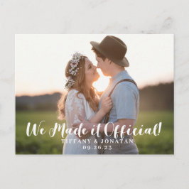 Rustikal Wir machten es Offizielle Elopement Ankün Postkarte