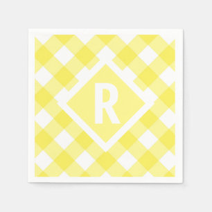 Rustikal Yellow Gingham Monogram Serviette