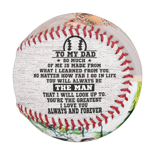 Rustikal zu meinem Vater Custom 2 FotoCollage Baseball (Rückseite Links)