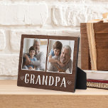 Rustikal, zwei Foto Opa Fotoplatte<br><div class="desc">Das hübsche Holzschild zum Vatertag,  Geburtstag oder Großelterntag zeigt zwei Fotos nebeneinander auf einem rustikalen Hintergrund mit "Opa" darunter.</div>