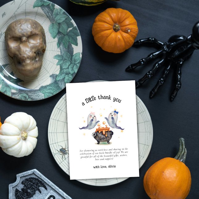 Rustikale 2 kleine Boos Ghost Twins Kinderdusche Dankeskarte (Rustic Two Little Boos Ghost Twins Baby Shower Thank You Card)