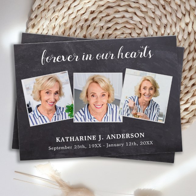 Rustikale 3-Foto-Beileid-Gedenkkarte (Von Creator hochgeladen)