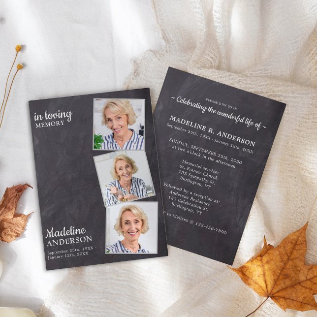 Rustikale 3 Fotos Gedenkfeier Einladung (Von Creator hochgeladen)