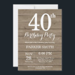 Rustikale 40. Geburtstagseinladung Einladung<br><div class="desc">Rustikale 40. Geburtstagseinladung. Rustikaler Holzboden. Vintager Retro Geburtstag. Erwachsener Geburtstag. Männer oder Frauen laden ein. 13. 15. 16. 18. 20. 21. 30. 40. 50. 60. 70. 80. 90. 100. Jegliches Alter. Für weitere Anpassungen klicken Sie bitte auf die Schaltfläche "Anpassen" und verwenden Sie unser Designwerkzeug, um diese Vorlage zu ändern....</div>