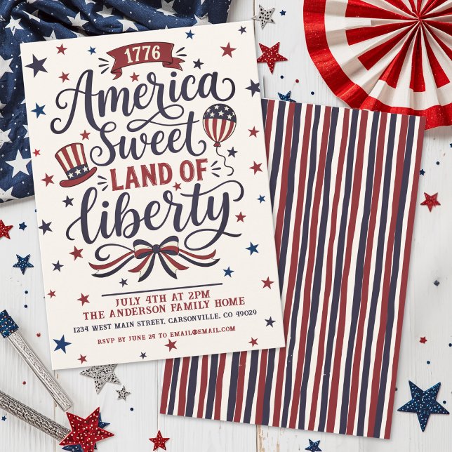Rustikale 4. Juli-Party Einladung (Rustic 4th Of July Party Invitation)