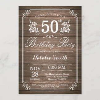 Rustikale 50. Geburtstagseinladung Einladung
