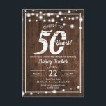 Rustikale 50. Geburtstagsparty Einladung<br><div class="desc">Diese rustikale Geburtstagseinladung mit Saitenleuchten auf dunklem Holzboden. Klicken Sie auf die Schaltfläche Anpassen, um mehr Flexibilität beim Ändern des Textes! Variationen dieses Designs, zusätzliche Farben sowie koordinierende Produkte sind in unserem Shop, zazzle.com/doodlelulu*, erhältlich. Kontaktieren Sie uns, wenn Sie dieses Design auf ein bestimmtes Produkt angewendet haben, um Ihre eigene...</div>