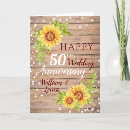Rustikale 50. Hochzeitstag Sonnenblume Karte