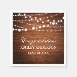 Rustikale Absolventin der Holzlichtprüfung Serviette