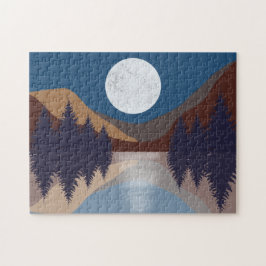 Rustikale Abstrakte Landschaft Forest Moon Reflekt