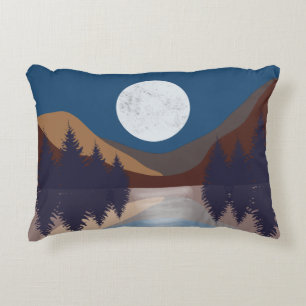 Rustikale Abstrakte Landschaft Forest Moon Reflekt Dekokissen