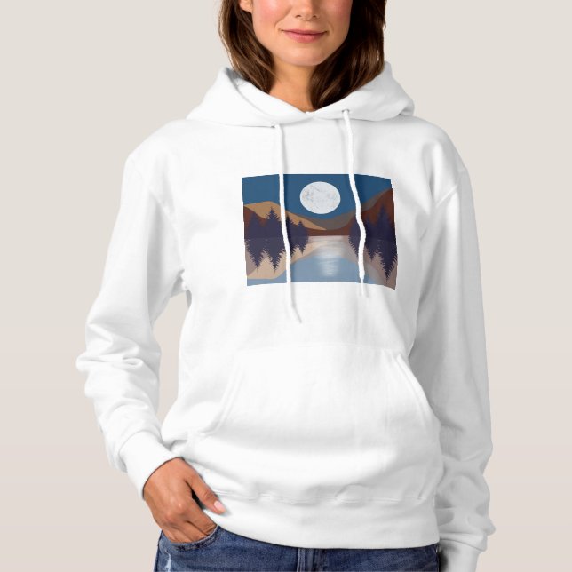 Rustikale Abstrakte Landschaft Forest Moon Reflekt Hoodie (Vorderseite)