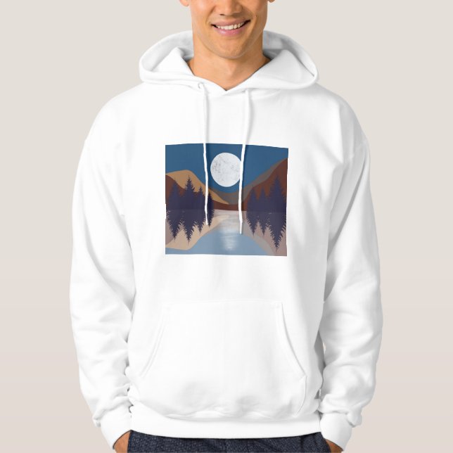 Rustikale Abstrakte Landschaft Forest Moon Reflekt Hoodie (Vorderseite)