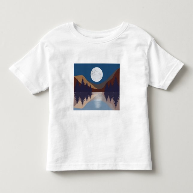 Rustikale Abstrakte Landschaft Forest Moon Reflekt Kleinkind T-shirt (Vorderseite)